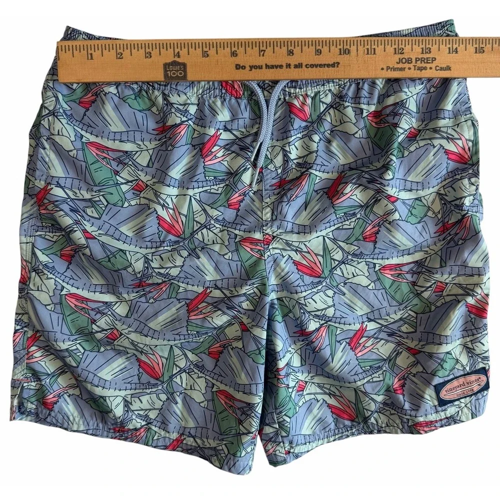 Vineyard Vines Boys Swim Trunks Board Short Sailfish Allover Print Medium 10/12